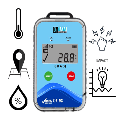 Equipo de monitoreo de cadena de frío SKADI con medición de temperatura y humedad