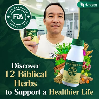 a man holding a bottle of herbs and a bottle of herbs