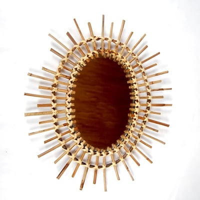 rattan cane mirror
