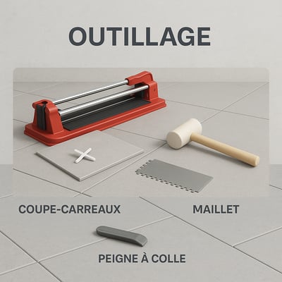 Outillage carrelage, coupe-carreaus en location, maillet, peignes et petit outillage