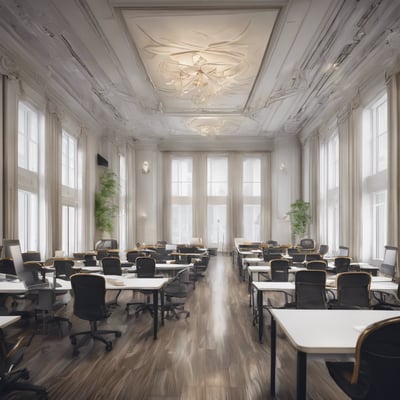 blue and white round illustration