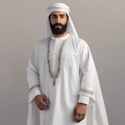 Two men dressed in traditional attire are sitting near a wall adorned with framed Islamic calligraphy art. One man is looking at a phone, while the other is looking ahead. Behind them, various ornate frames display religious inscriptions. Other people are seen walking by, each carrying plastic bags.