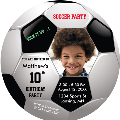 a soccer ball kid's birthday invitation