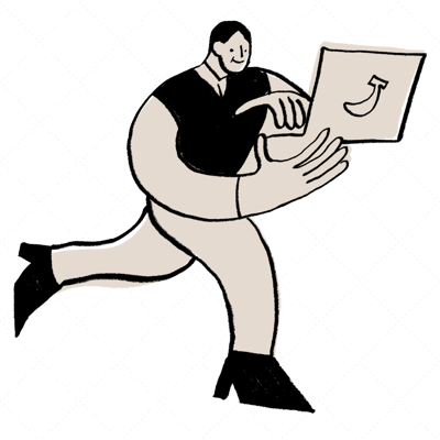 person walking with laptop in hands