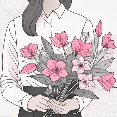 illustration bouquet de fleurs mademoiselle a selon aïnoa particulier