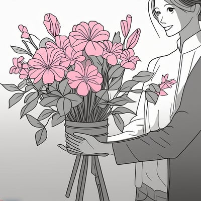 illustration bouquet de fleurs mademoiselle a selon aïnoa professionnel