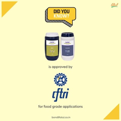 lapox powergrip epoxy adhesive is approved by CFTRI for food grade applications.