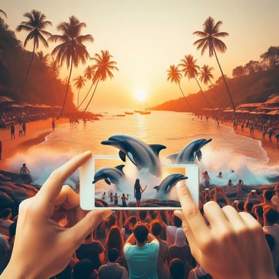People are watching the dolphins