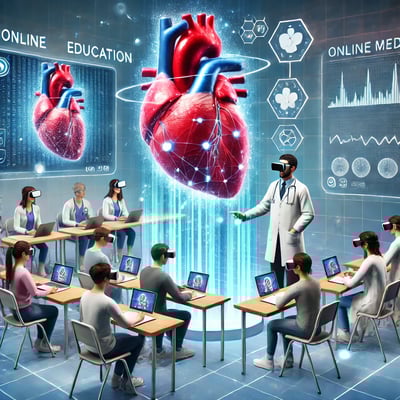 A virtual classroom shows students attending an interactive online lecture