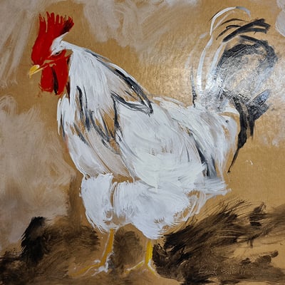 oeuvre d'art animalier- artiste peintre - coq