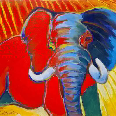 Oeuvre d'art animalier- peinture d'artiste - éléphant
