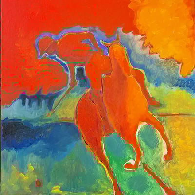 oeuvre d'art animalier- artiste peintre -peinture- cheval