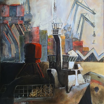 oeuvre d'art animalier- artiste peintre -peinture-marine - ports