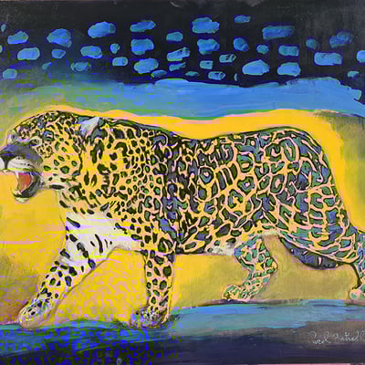Oeuvre d'art animalier- artiste peintre - panthère