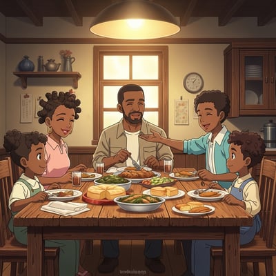 family eating