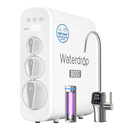 Waterdrop G3 P800 tankless under-sink reverse osmosis system with smart faucet TDS display