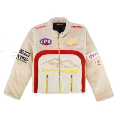 Flat lay image of a female jacket