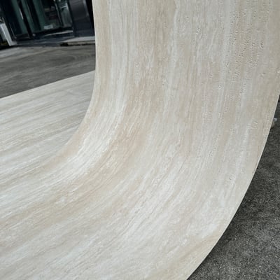 Close-up of Milan Travertine flexible stone surface, showcasing its natural stone texture