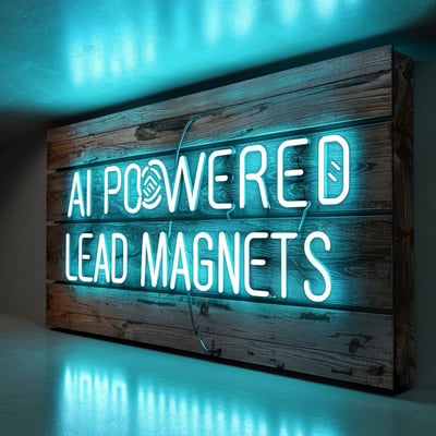 a neon sign that says,'all powered up lead magnets