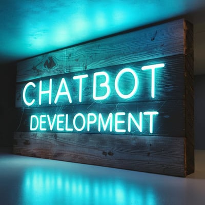 a neon sign that says chatbott development