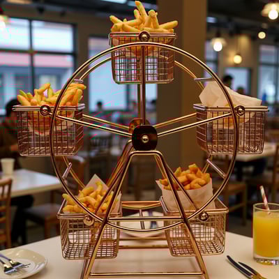 Ferris wheel rotating snack rack – six-basket metal display organizer