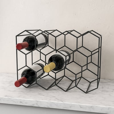 Custom 11-bottle powder-coated metal wine rack – space-saving honeycomb design