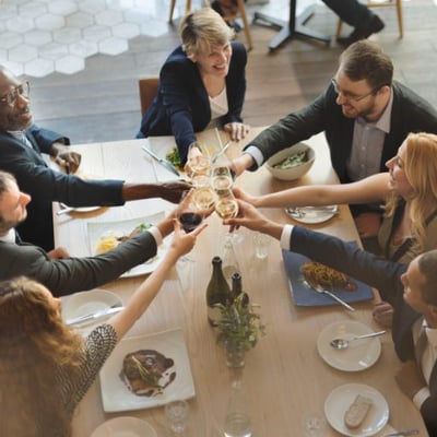 photo of a festive business meeting event