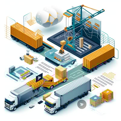 Logistics trucks with cargo containers