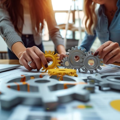 two people working on a process optimization project