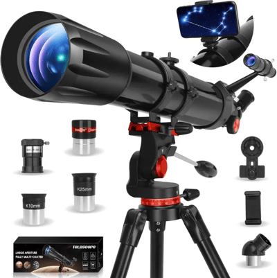 HETEKAN 90900, Telescopio Astronómico Adultos, 90 mm Apertura 900 mm