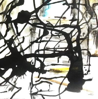 Peinture symbolique aquarelle et encre arbre de vie