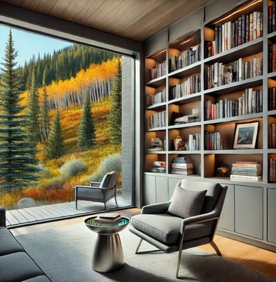 Serene Library with Fall Foliage Views