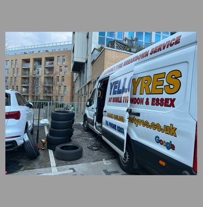 a car tyre got replaced by mobile tyre fitting unit