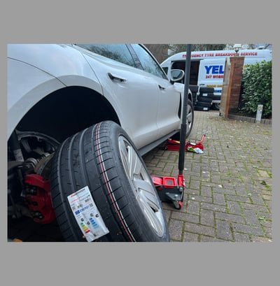 a car tyre got changed by mobile tyre fitting unit