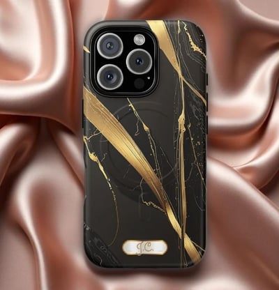 marble iPhone Magnetic Tough case with gold monogram