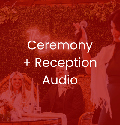 a bride and groom listening to maid of honor speech at wedding