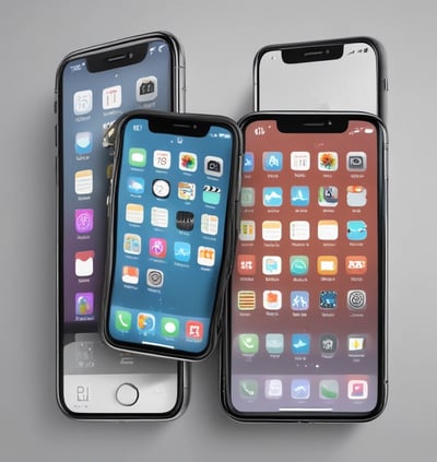a couple of iphones with different apps on them