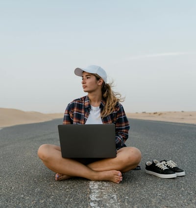 girl sitting on road mean free world of sct member