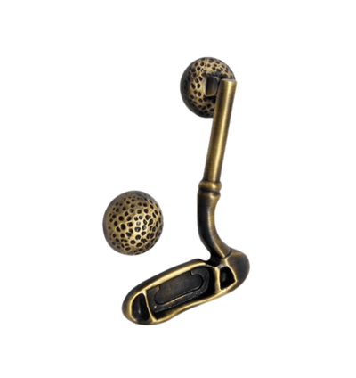 a golf ball and a golf club on a white background