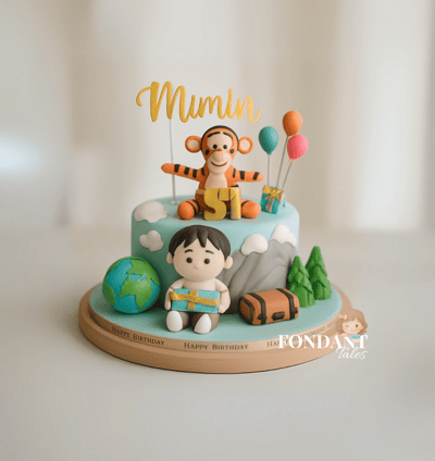 a cake with a tiger and a tiger cubby