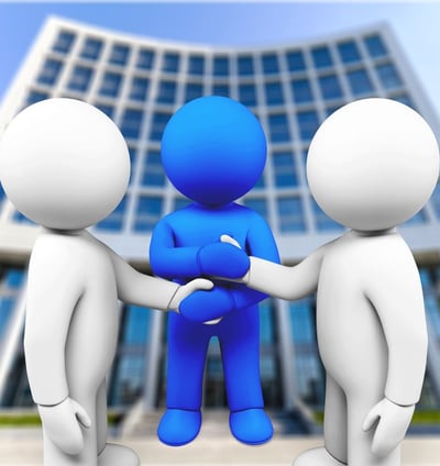 three men making an agreement