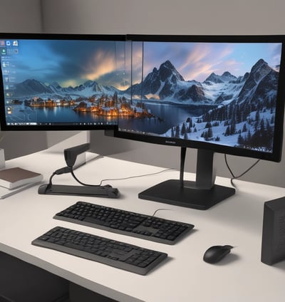a computer monitor screen with a computer keyboard and mouse