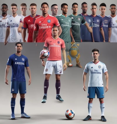 A retail store showcases clothing and sportswear on mannequins and hangers, with large vibrant posters featuring children in sports attire above. The interior displays bright garments and accessories on shelves and racks.