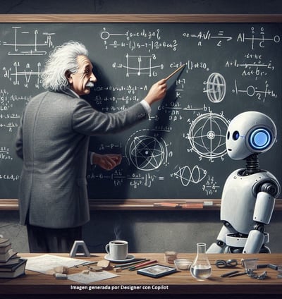 Albert Einstien le explica a una IA en qué consiste la tarea que debe realizar.
