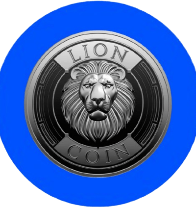 a lion head on a blue background with a lion head