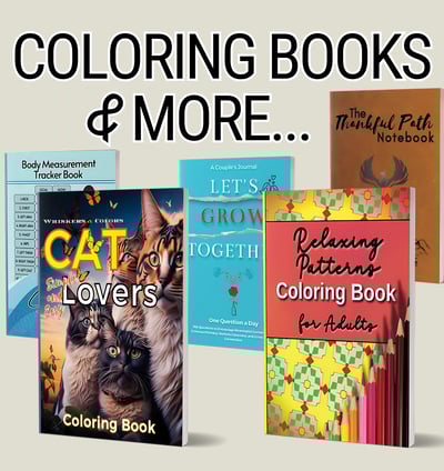 coloring books and more including body measurements tracker, couples journal and gratitude journal for men