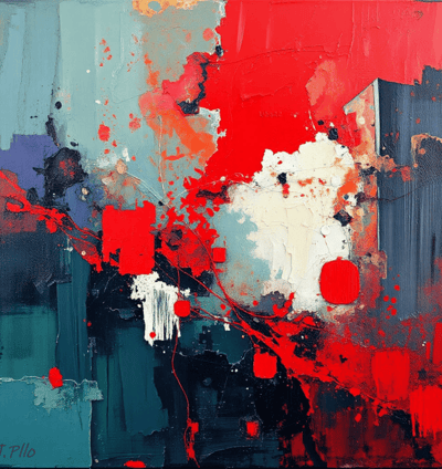a painting of a painting of a red and white paint