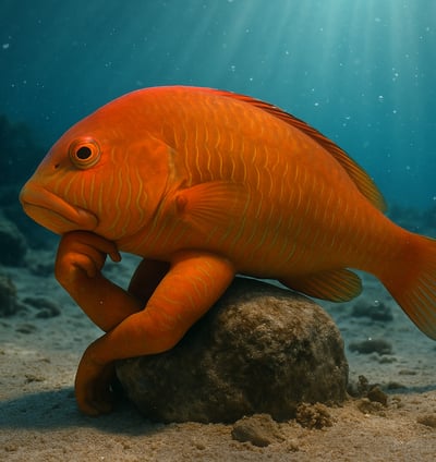 Raor a fish that is sitting on a rock