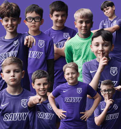 a group of young players posing for a photo