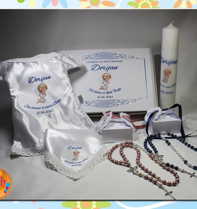 Originalni krsni set s personaliziranim imenom i datumom